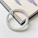 SOLD OUT: 53.7mm A-Grade Natural Lavender Green Jadeite Traditional Round Slim Cut Bangle No.152072