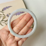 SOLD OUT: 53.7mm A-Grade Natural Lavender Green Jadeite Traditional Round Slim Cut Bangle No.152072