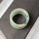 19.3mm A-Grade Natural Light Greyish Green Jadeite Archer Ring Band No.161583