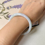 SOLD OUT: 53.7mm A-Grade Natural Lavender Green Jadeite Traditional Round Slim Cut Bangle No.152072