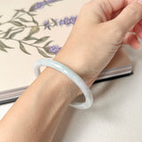 SOLD OUT: 53.7mm A-Grade Natural Lavender Green Jadeite Traditional Round Slim Cut Bangle No.152072