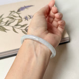 SOLD OUT: 53.7mm A-Grade Natural Lavender Green Jadeite Traditional Round Slim Cut Bangle No.152072