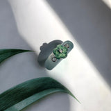 SOLD OUT: 16.9mm A-Grade Natural Jadeite Joseon Dynasty Plum Blossom Ring (Maehwa) No.162422