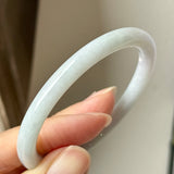 SOLD OUT: 53.7mm A-Grade Natural Lavender Green Jadeite Traditional Round Slim Cut Bangle No.152072