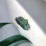SOLD OUT: 16.9mm A-Grade Natural Jadeite Joseon Dynasty Plum Blossom Ring (Maehwa) No.162422