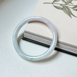 55.2mm A-Grade Natural Lavender Green Jadeite Traditional Round Slim Cut Bangle No.152073