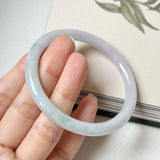 55.2mm A-Grade Natural Lavender Green Jadeite Traditional Round Slim Cut Bangle No.152073