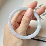 55.2mm A-Grade Natural Lavender Green Jadeite Traditional Round Slim Cut Bangle No.152073