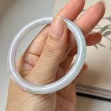 55.2mm A-Grade Natural Lavender Green Jadeite Traditional Round Slim Cut Bangle No.152073