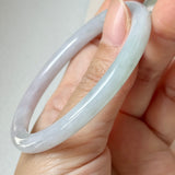 55.2mm A-Grade Natural Lavender Green Jadeite Traditional Round Slim Cut Bangle No.152073