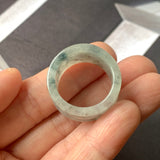 19.3mm A-Grade Natural Light Greyish Green Jadeite Archer Ring Band No.161583