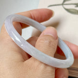 55.2mm A-Grade Natural Lavender Green Jadeite Traditional Round Slim Cut Bangle No.152073