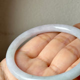 55.2mm A-Grade Natural Lavender Green Jadeite Traditional Round Slim Cut Bangle No.152073