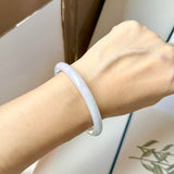 55.2mm A-Grade Natural Lavender Green Jadeite Traditional Round Slim Cut Bangle No.152073