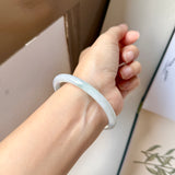 55.2mm A-Grade Natural Lavender Green Jadeite Traditional Round Slim Cut Bangle No.152073