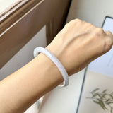55.2mm A-Grade Natural Lavender Green Jadeite Traditional Round Slim Cut Bangle No.152073