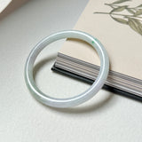 56.8mm A-Grade Natural Lavender Green Jadeite Traditional Round Slim Cut Bangle No.152074