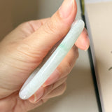 56.8mm A-Grade Natural Lavender Green Jadeite Traditional Round Slim Cut Bangle No.152074