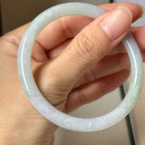 56.8mm A-Grade Natural Lavender Green Jadeite Traditional Round Slim Cut Bangle No.152074