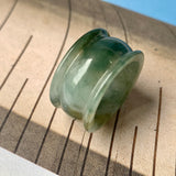 19.3mm A-Grade Natural Bluish Green Jadeite Archer Ring Band No.161607