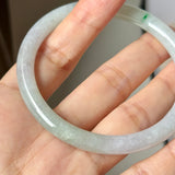 56.8mm A-Grade Natural Lavender Green Jadeite Traditional Round Slim Cut Bangle No.152074
