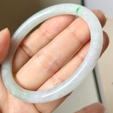 56.8mm A-Grade Natural Lavender Green Jadeite Traditional Round Slim Cut Bangle No.152074