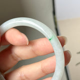 56.8mm A-Grade Natural Lavender Green Jadeite Traditional Round Slim Cut Bangle No.152074
