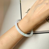 56.8mm A-Grade Natural Lavender Green Jadeite Traditional Round Slim Cut Bangle No.152074