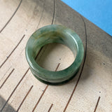 19.3mm A-Grade Natural Bluish Green Jadeite Archer Ring Band No.161607