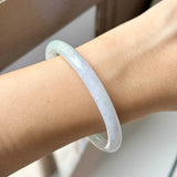 56.8mm A-Grade Natural Lavender Green Jadeite Traditional Round Slim Cut Bangle No.152074