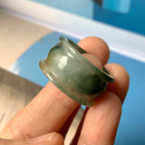 19.3mm A-Grade Natural Bluish Green Jadeite Archer Ring Band No.161607