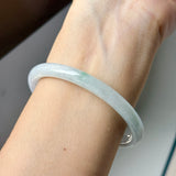56.8mm A-Grade Natural Lavender Green Jadeite Traditional Round Slim Cut Bangle No.152074