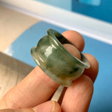 19.3mm A-Grade Natural Bluish Green Jadeite Archer Ring Band No.161607