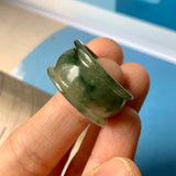 19.3mm A-Grade Natural Bluish Green Jadeite Archer Ring Band No.161607