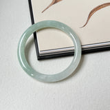 53mm A-Grade Natural Light Green Jadeite Traditional Round Bangle No.152050
