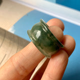 19.3mm A-Grade Natural Bluish Green Jadeite Archer Ring Band No.161607