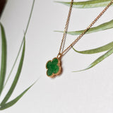 A-Grade Imperial Green Jadeite Petite Clover Pendant No.172212