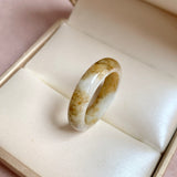 19.1mm A-Grade Brownish Yellow White Jadeite Ring Band No. 161656