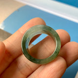 19.3mm A-Grade Natural Bluish Green Jadeite Archer Ring Band No.161607