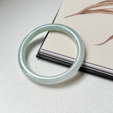 53mm A-Grade Natural Light Green Jadeite Traditional Round Bangle No.152050