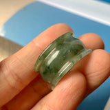 19.3mm A-Grade Natural Bluish Green Jadeite Archer Ring Band No.161607