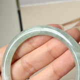 53mm A-Grade Natural Light Green Jadeite Traditional Round Bangle No.152050