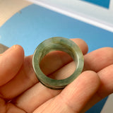 19.3mm A-Grade Natural Bluish Green Jadeite Archer Ring Band No.161607