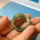 19.3mm A-Grade Natural Bluish Green Jadeite Archer Ring Band No.161607