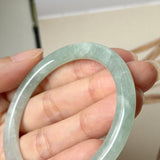 53mm A-Grade Natural Light Green Jadeite Traditional Round Bangle No.152050