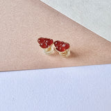 Icy A-Grade Natural Red Jadeite Ribbon Stud Earring No.180653