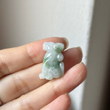 A-Grade White Green Jadeite Dog Pendant No. 172934