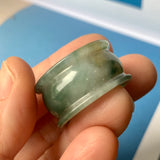 19.3mm A-Grade Natural Bluish Green Jadeite Archer Ring Band No.161607