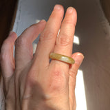 19.1mm A-Grade Brownish Yellow White Jadeite Ring Band No. 161656