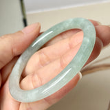 53mm A-Grade Natural Light Green Jadeite Traditional Round Bangle No.152050